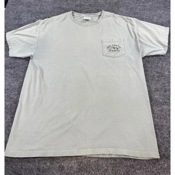 Lost Supply Apparel Mens Large Sage Green Graphic Pocket T-Shirt ComfortWash - Picture 1 of 6